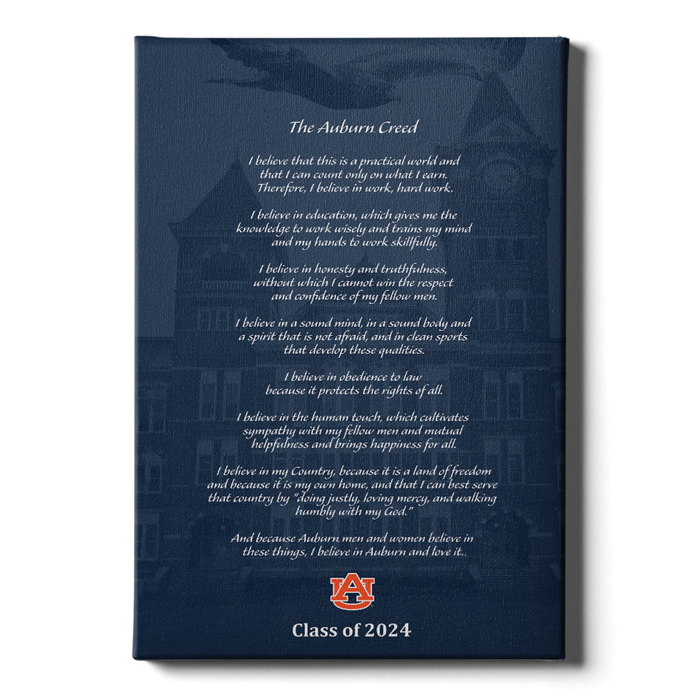Auburn Tigers - Auburn Creed Class of 2024 - College Wall Art #Canvas