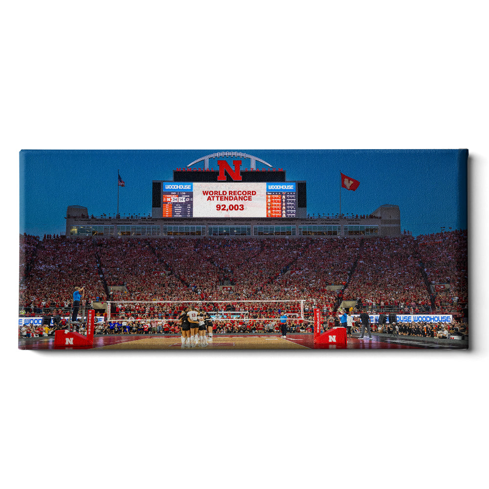 Nebraska Cornhuskers - Volleyball World Record Attendance Panoramic - College Wall Art #Canvas