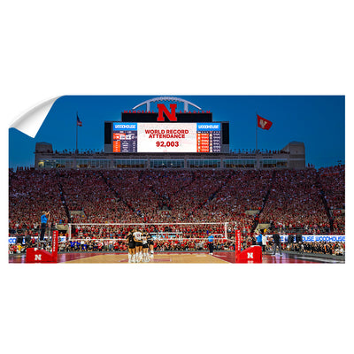 Nebraska Cornhuskers - Volleyball World Record Attendance Panoramic - College Wall Art #Wall Decal