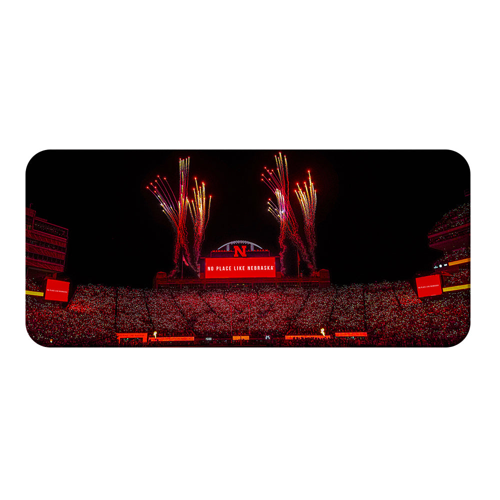 Nebraska Cornhuskers - Light Up Memorial Stadium Panoramic - College Wall Art #PVC