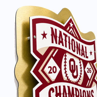 Oklahoma Sooners - Baseball National Champions Logo Two Layer Metal Dimensional Wall Art