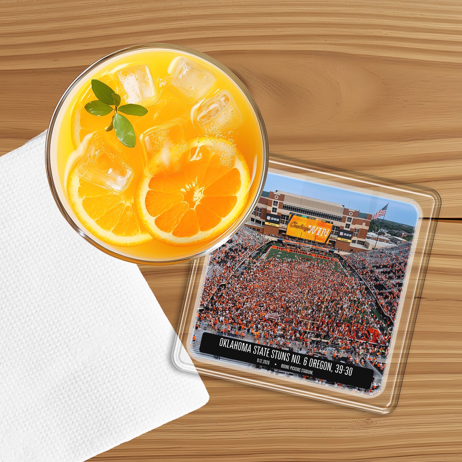 Oklahoma State Cowboys - Oklahoma State Stuns No. 6 Oregon Drink Coaster
