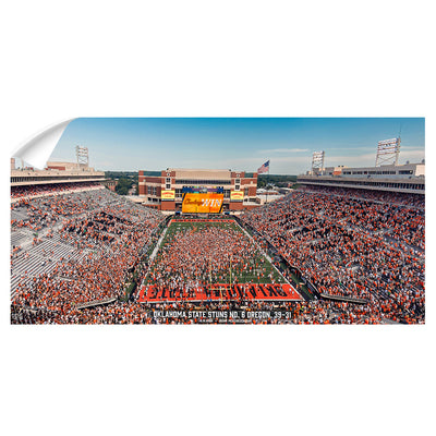 Oklahoma State Cowboys - Oklahoma State Cowboys Stun the No. 6 Oregon Ducks Panoramic - College Wall Art #Wall Decal