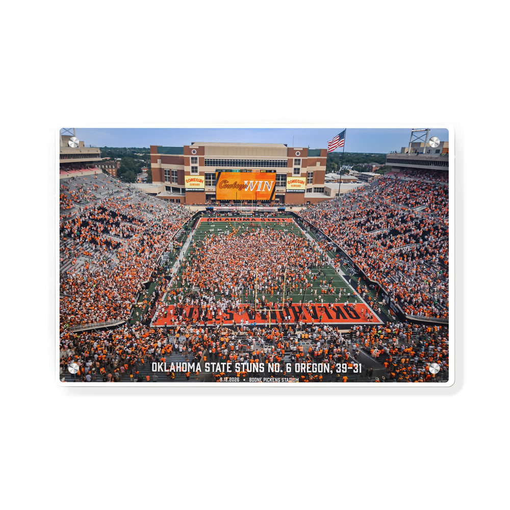 Oklahoma State Cowboys - Oklahoma State Stuns No. 6 Oregon - College Wall Art #Metal