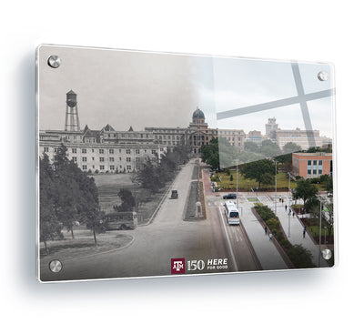 Texas A&M Aggies - Sesquicentennial Old Main and the Academic Building Then and Now