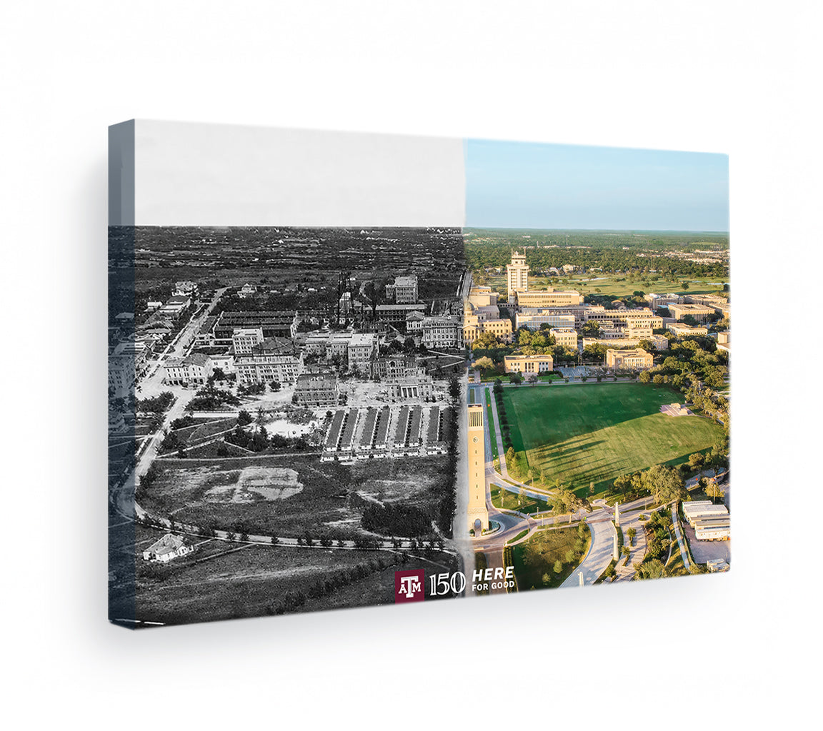 Texas A&M Aggies - Sesquicentennial Campus Entrance Then and Now
