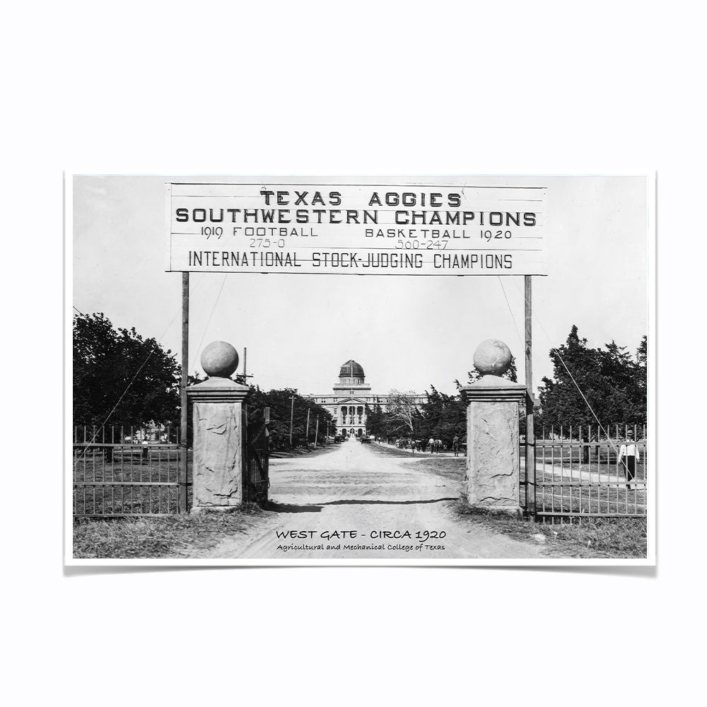 Texas A&M Aggies - Sesquicentennial Vintage West Gate Circa 1920