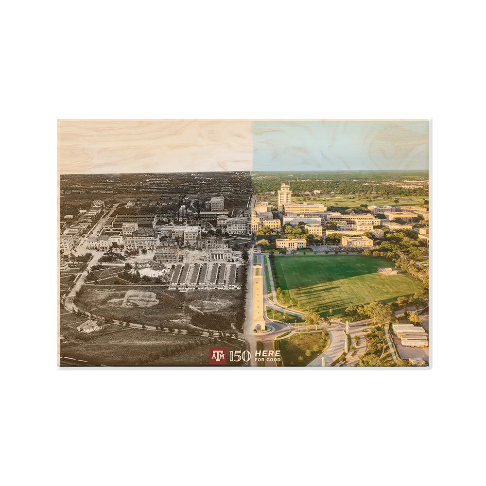 Texas A&M Aggies - Sesquicentennial Campus Entrance Then and Now