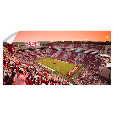 Arkansas Razorbacks - Aerial Donald W. Reynolds Razorback Stadium Stripe Out Panoramic - College Wall Art #Wall Decal