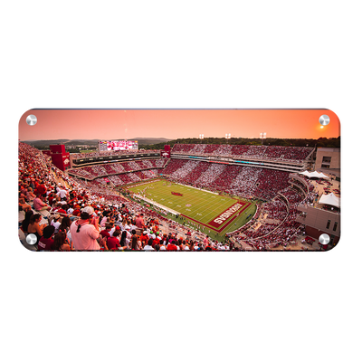 Arkansas Razorbacks - Aerial Donald W. Reynolds Razorback Stadium Stripe Out Panoramic - College Wall Art #Metal