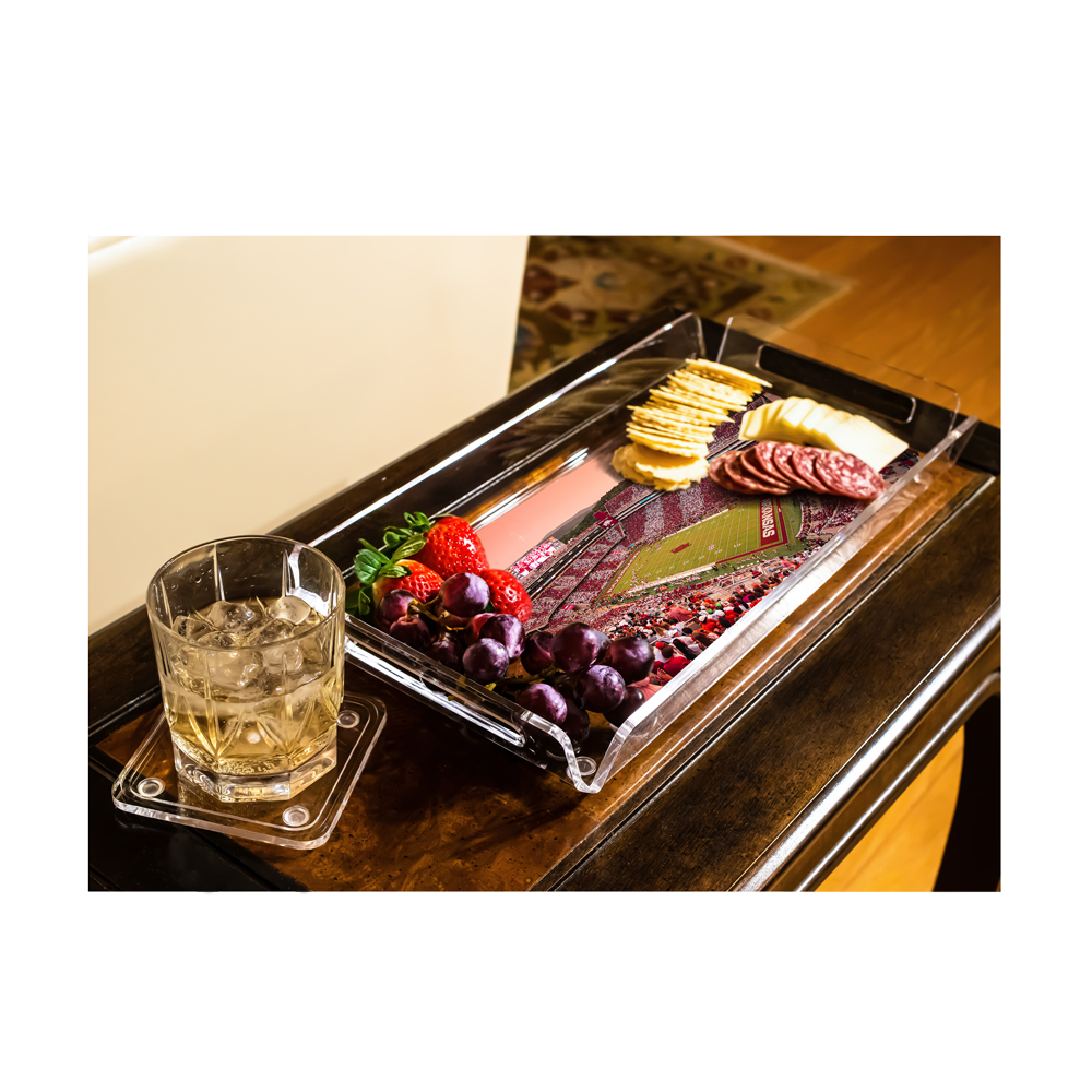 Arkansas Razorbacks - Aerial Donald W. Reynolds Razorback Stadium Stripe Out Decorative Tray