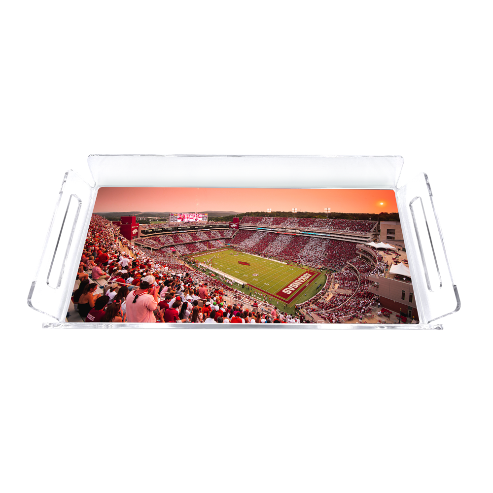 Arkansas Razorbacks - Aerial Donald W. Reynolds Razorback Stadium Stripe Out Decorative Tray