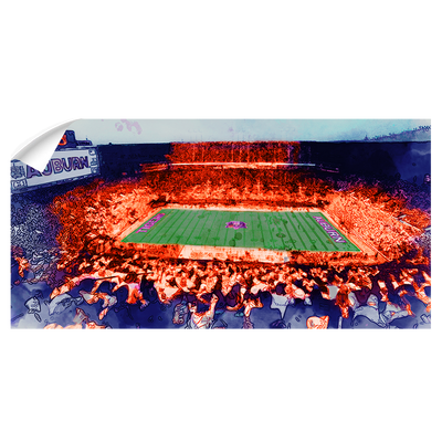 Auburn Tigers - Jordan-Hare Retro Watercolor - College Wall Art #Wall Decal