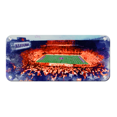 Auburn Tigers - Jordan-Hare Retro Watercolor - College Wall Art #Metal