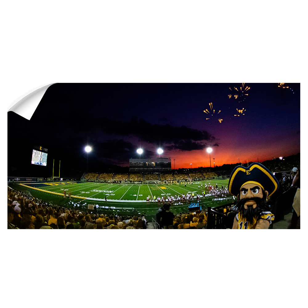 ETSU - Sunset Score with Bucky Panoramic - College Wall Art#Wall Decal