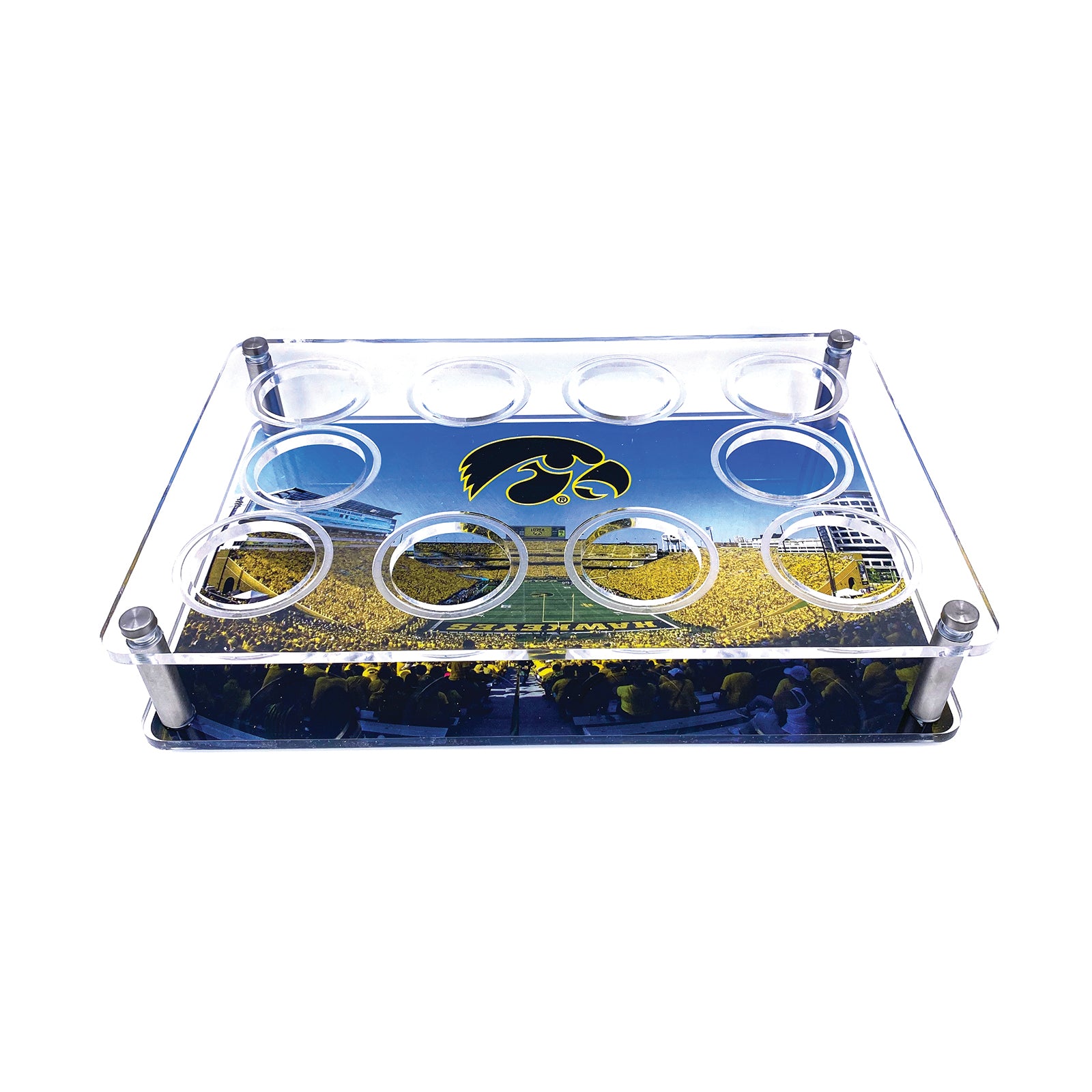 Iowa Hawkeyes - Gold Game Acrylic Shot Glass Tray