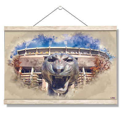 LSU Tigers - LSU Tiger Watercolor - College Wall Art #Hanging Canvas