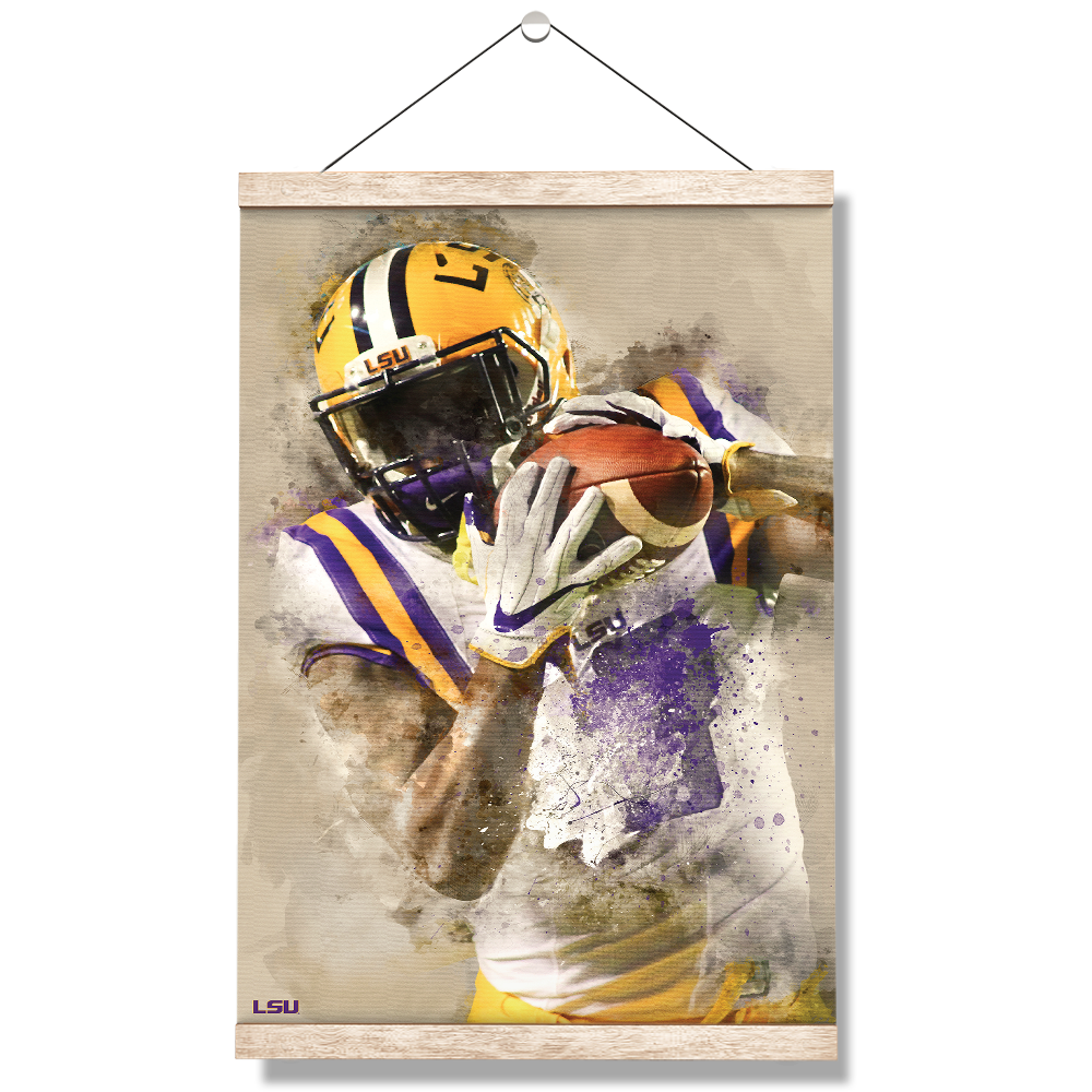 LSU Tigers - LSU Catch Watercolor - College Wall Art #Hanging Canvas