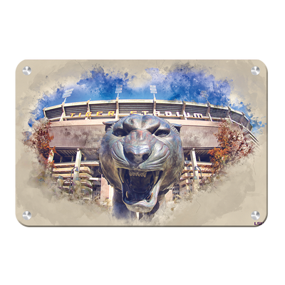 LSU Tigers - LSU Tiger Watercolor - College Wall Art #Metal
