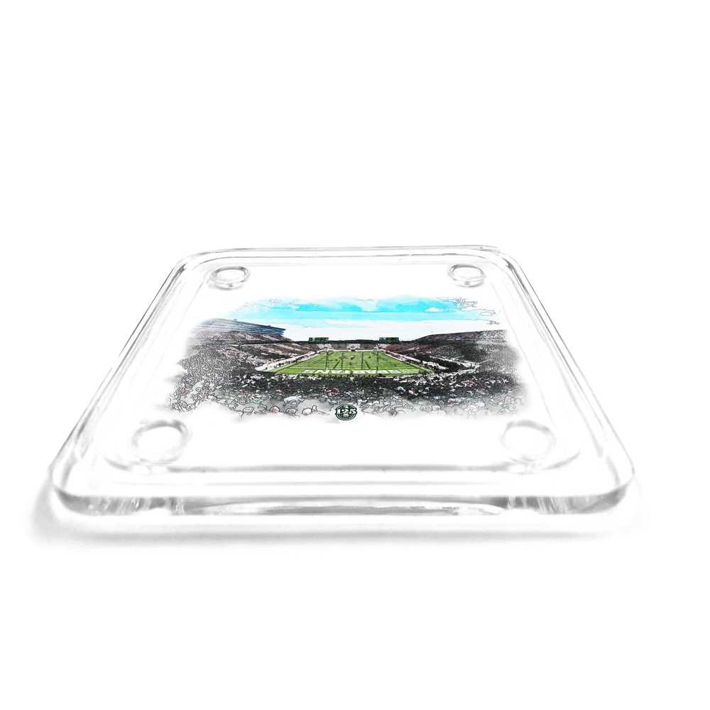 Michigan State Spartans - Spartan Stadium Stripe Out Watercolor Drink Coaster