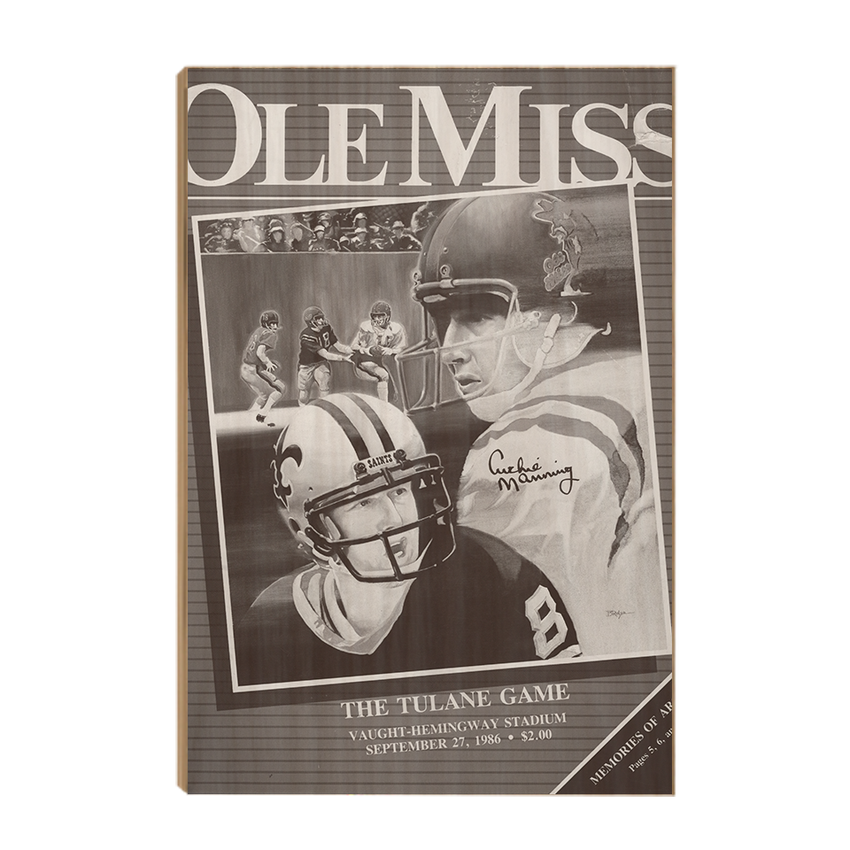 Ole Miss Rebels - Vintage Archie Manning Day - College Wall Art #Wood