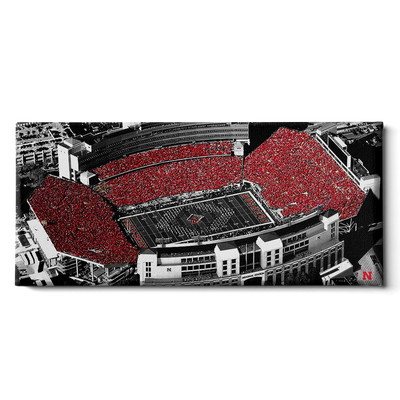 Nebraska Cornhuskers - Memorial Stadium Duotone Panoramic - College Wall Art #Canvas