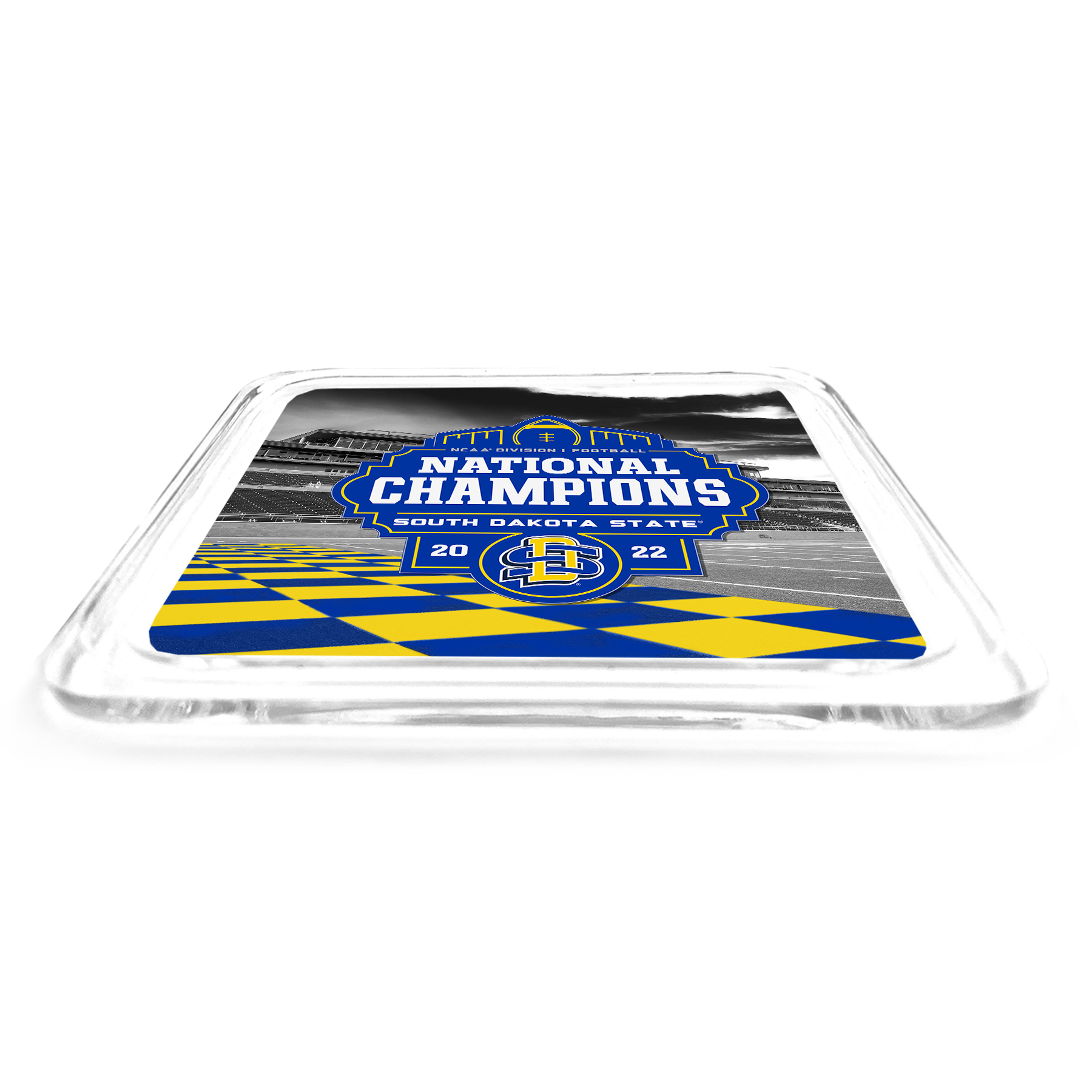 South Dakota State Jackrabbits - SDSU National Champions Checkerboard End Zone Drink Coaster