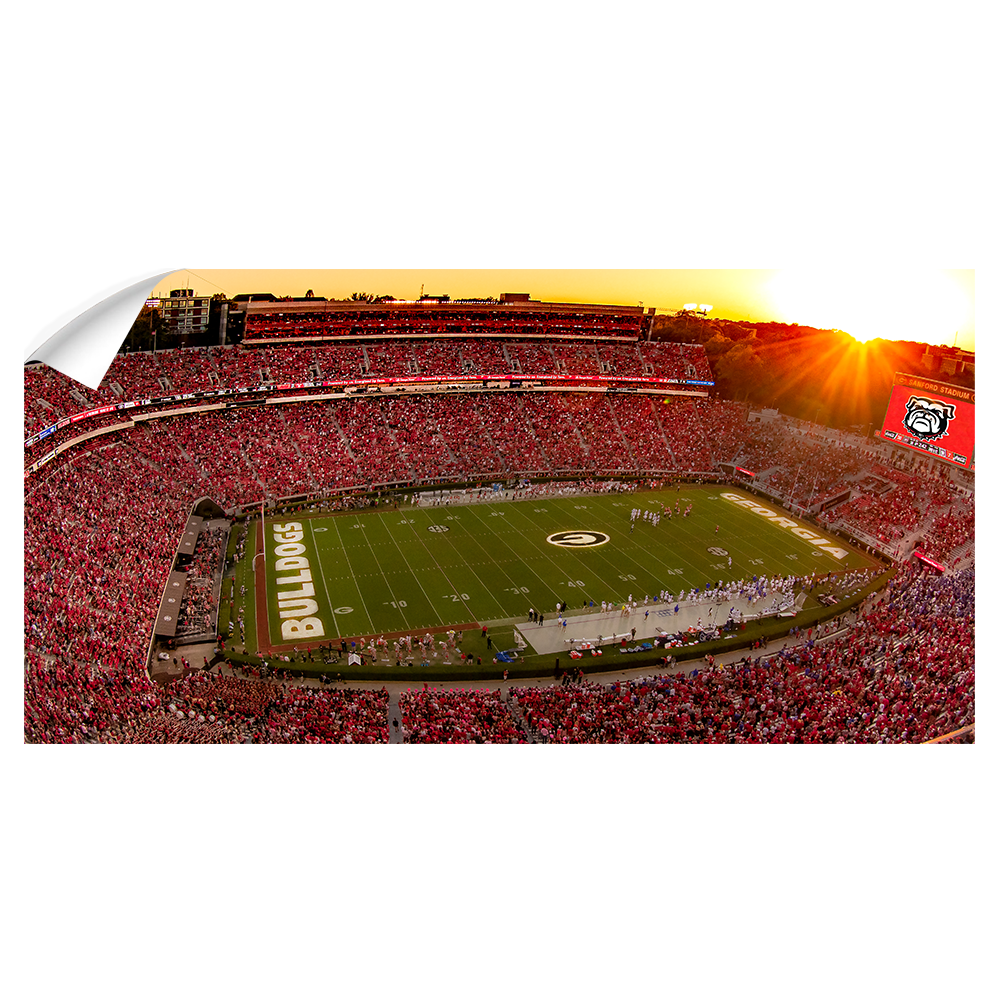 Georgia Bulldogs - Sanford Stadium Sunset Panoramic - College Wall Art #Wall Decal