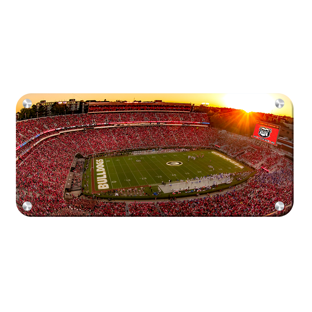 Georgia Bulldogs - Sanford Stadium Sunset Panoramic - College Wall Art #Metal