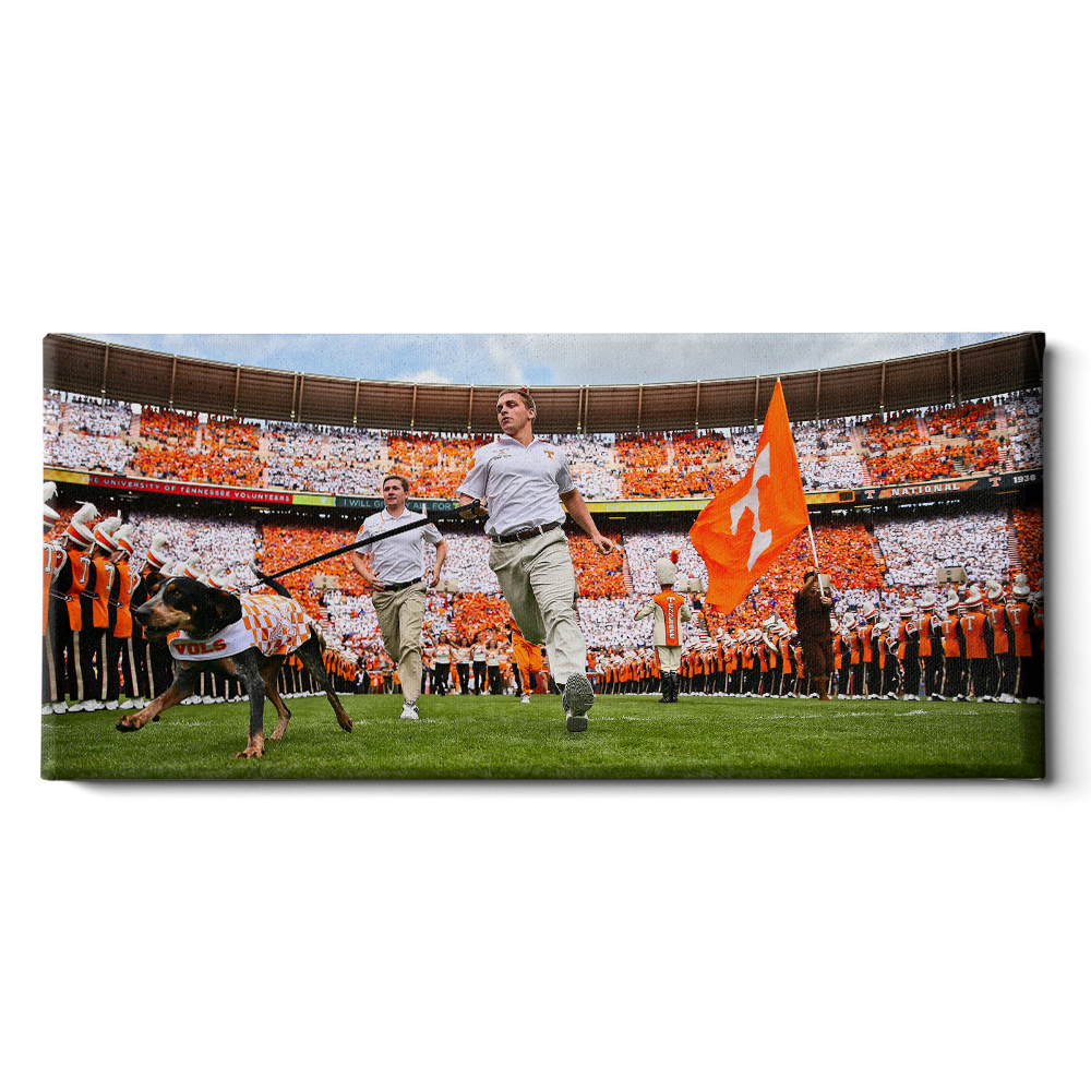 Tennessee Volunteers - Smokey Running thru the T Pano - College Wall Art #Canvas