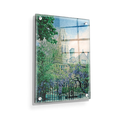 Yale Bulldogs - Harkness Tower Water Color - College Wall Art #Acrylic