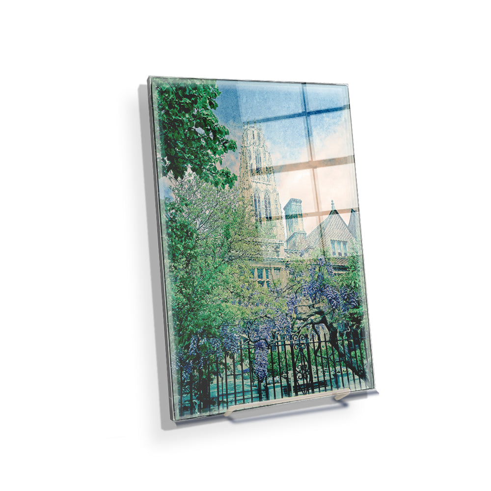 Yale Bulldogs - Harkness Tower Water Color - College Wall Art #Acrylic Mini