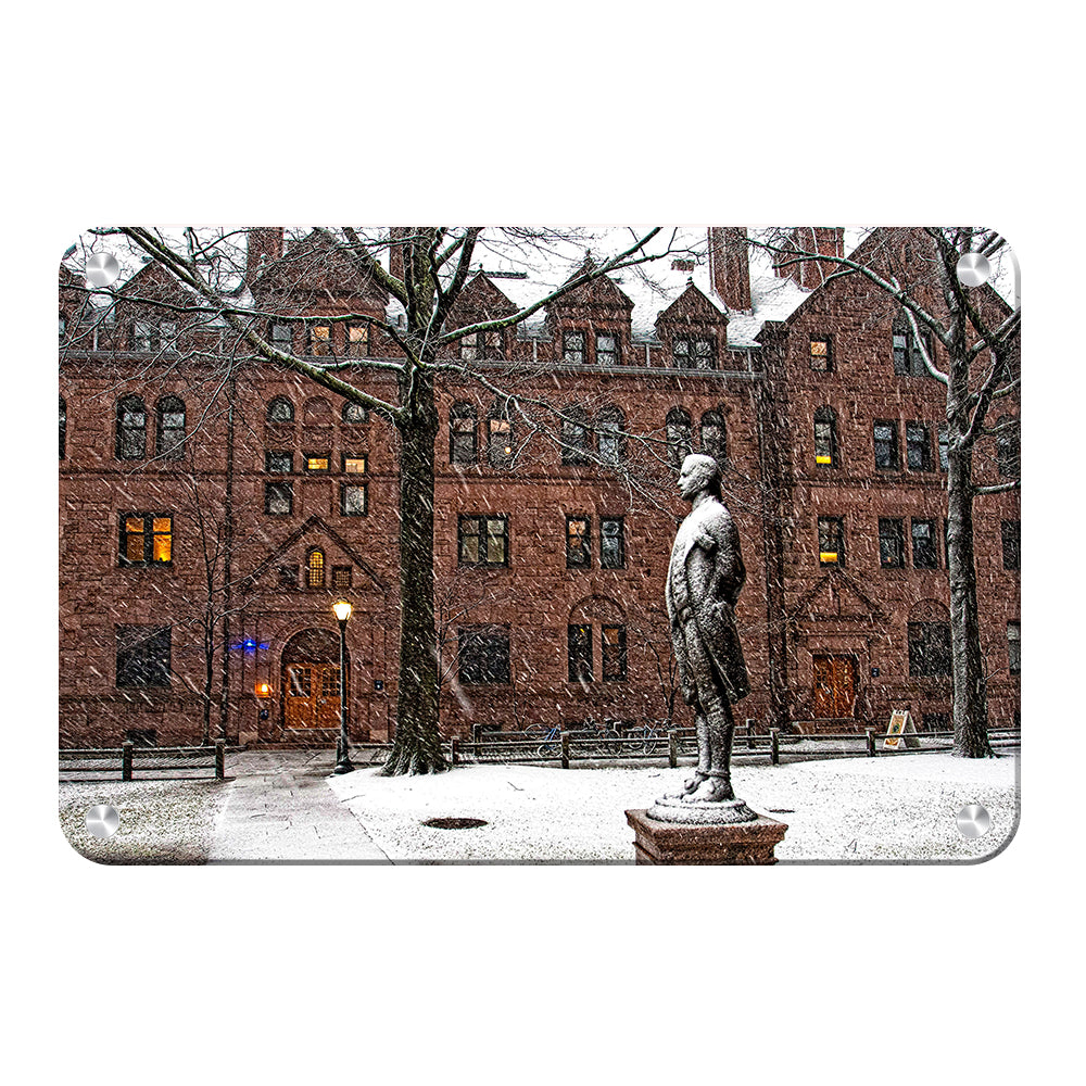 Yale Bulldogs - Snow on the old campus - College Wall Art #Metal