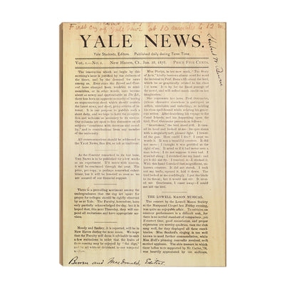 Yale Bulldogs - Vintage Yale News 1st Edition Jan. 28, 1878 -College Wall Art #Wood