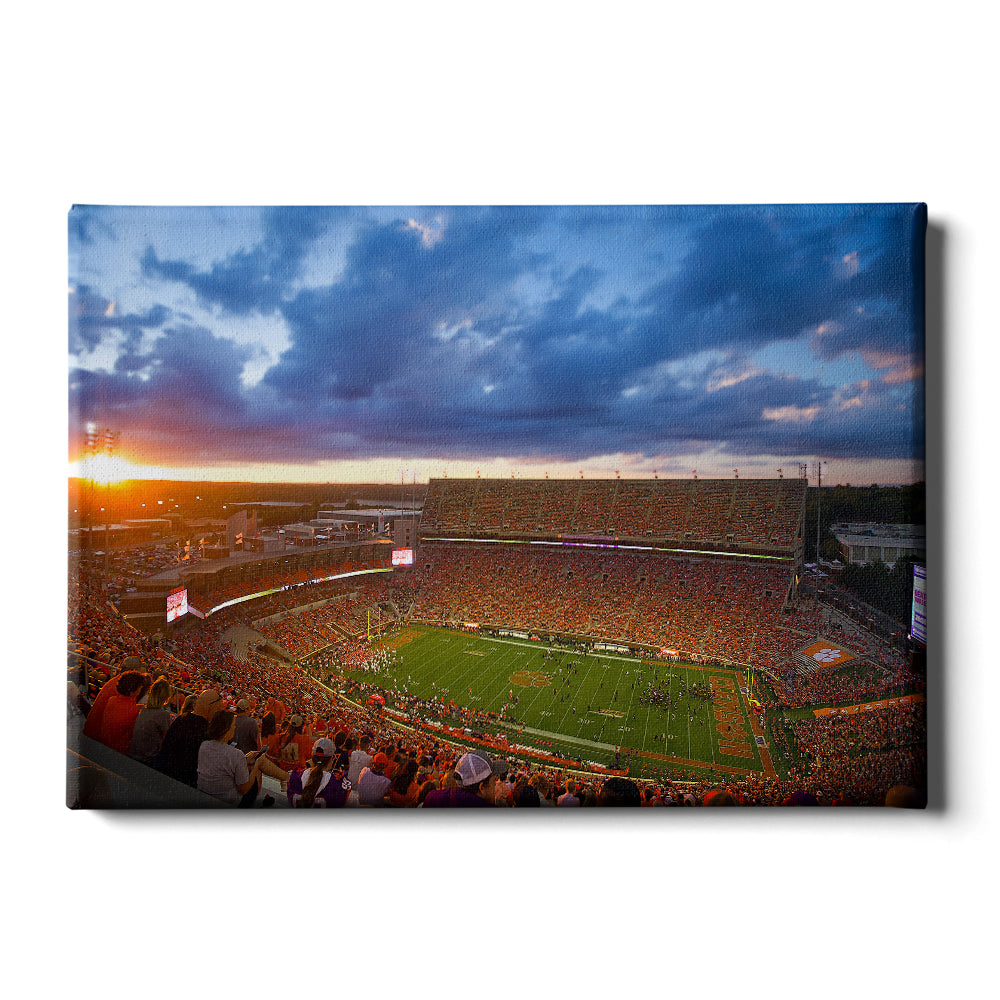 Clemson Tigers - Sunset Over Memorial Stadium - 
College Wall Art #Canvas 