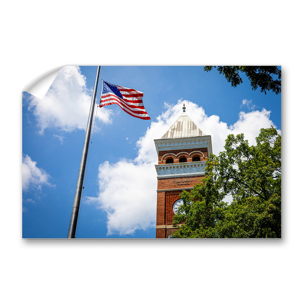 Clemson Tigers - Tillman Hall Flag - College Wall Art #Canvas