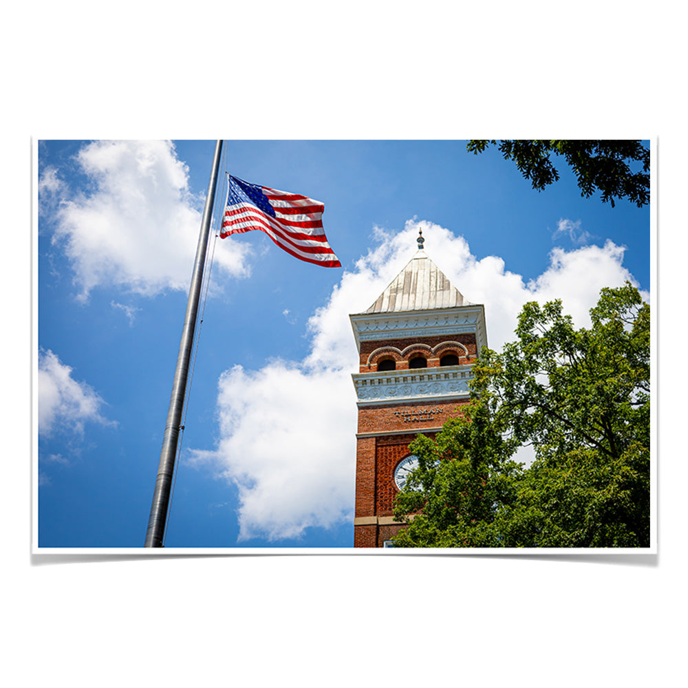 Clemson Tigers - Tillman Hall Flag - College Wall Art #Canvas