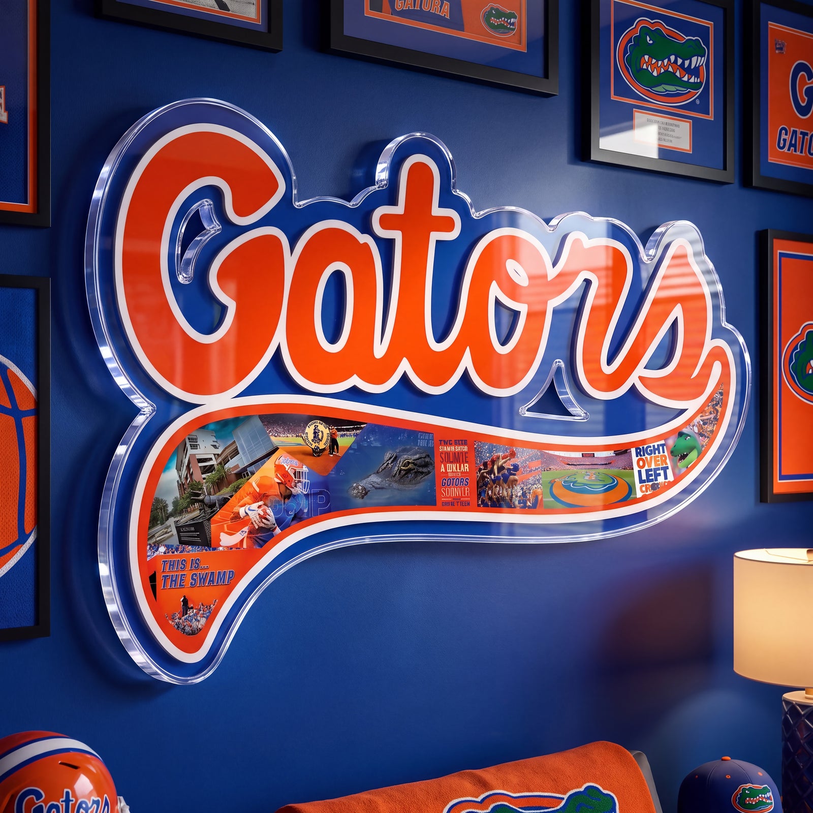 Florida Gators - Florida Script Collage Single Layer Dimensional Acrylic