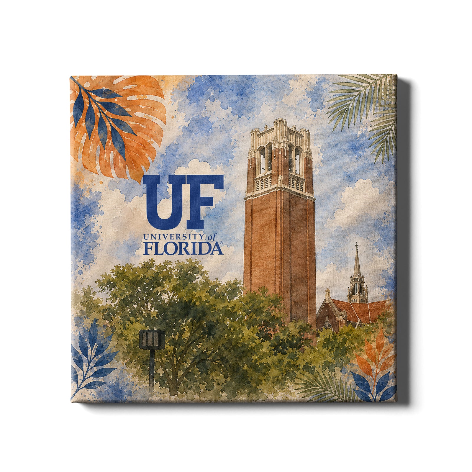 Florida Gators - Tropical Century Tower UF - College Wall Art #Canvas