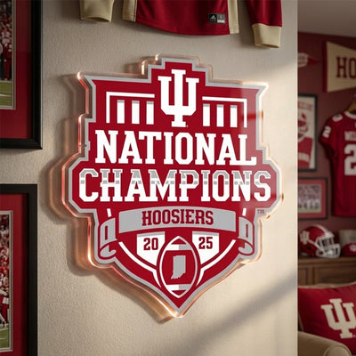 Indiana Hoosiers - Indiana Hoosiers National Champions Logo Single Layer Acrylic Dimensional Wall Art