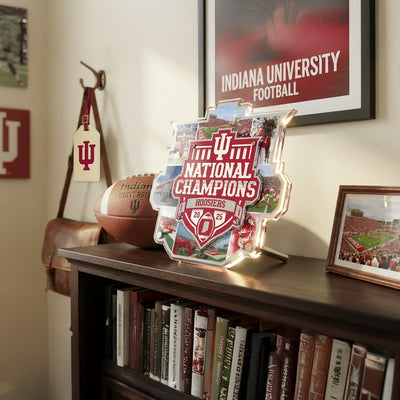 Indiana Hoosiers - Indiana Hoosiers National Championship Two Layer Dimensional Acrylic Desktop Mini Art