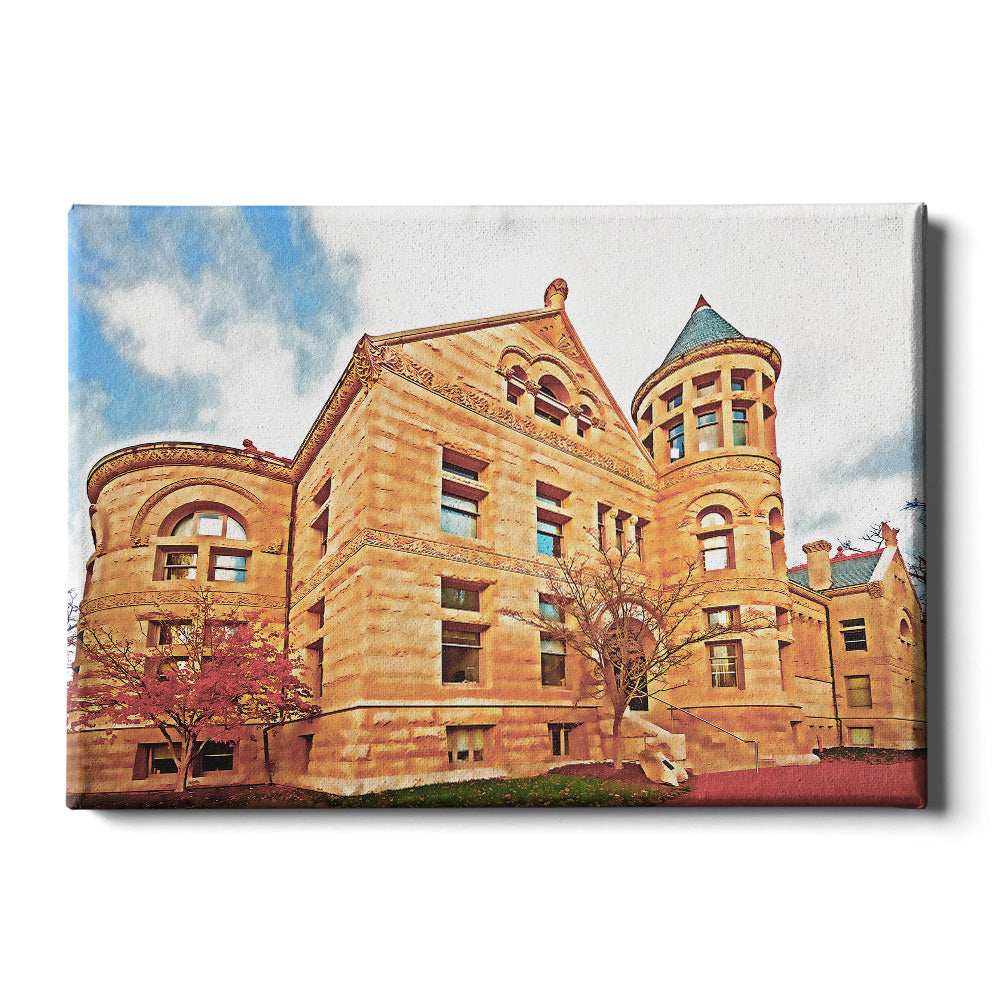 Indiana Hoosiers - Maxwell Hall Watercolor - College Wall Art #Canvas
