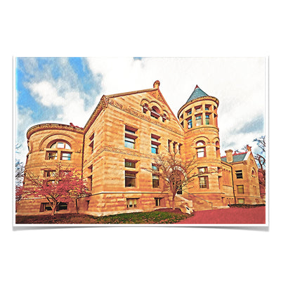 Indiana Hoosiers - Maxwell Hall Watercolor - College Wall Art #Photo Poster