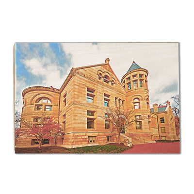 Indiana Hoosiers - Maxwell Hall Watercolor - College Wall Art #Wood