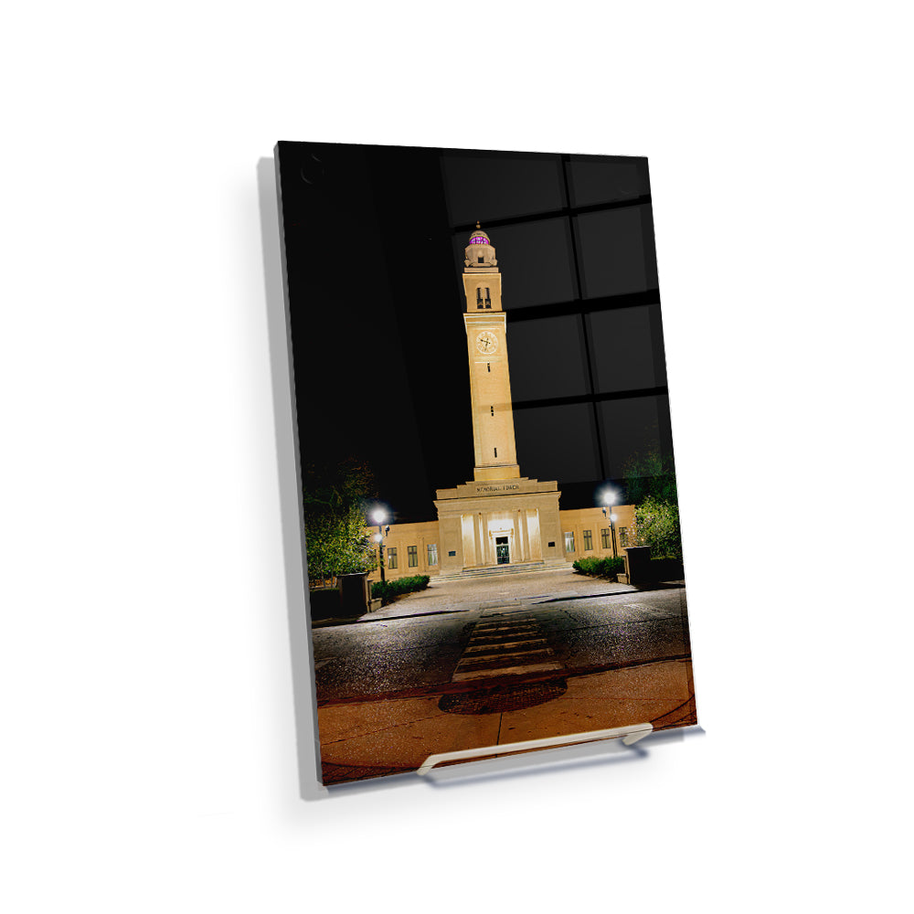 LSU Tigers - Memorial Tower Nightfall - College Wall Art #Canvas
