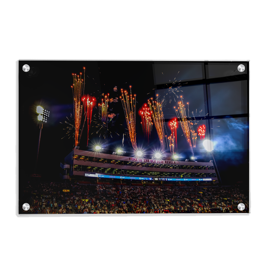 Ole Miss Rebels - Fireworks over Vaught-Hemingway - College Wall Art #Canvas