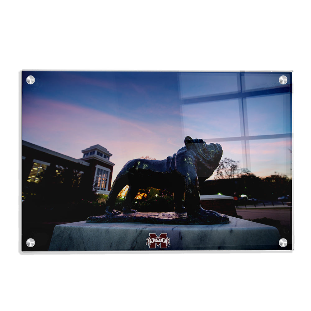 Mississippi State Bulldogs - Bully Statue Colvard Union Sunset - College Wall Art #Canvas