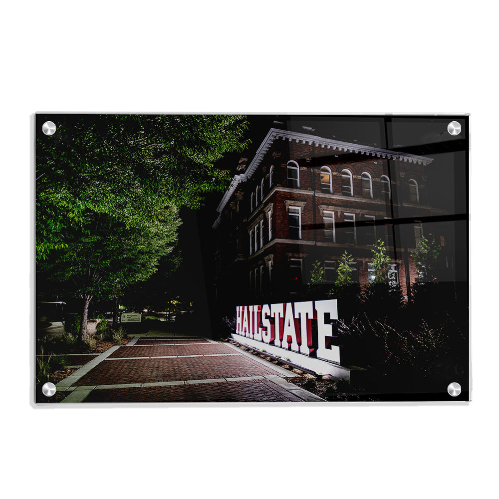 Mississippi State Bulldogs - Hail State Plaza at Night - College Wall Art #Canvas