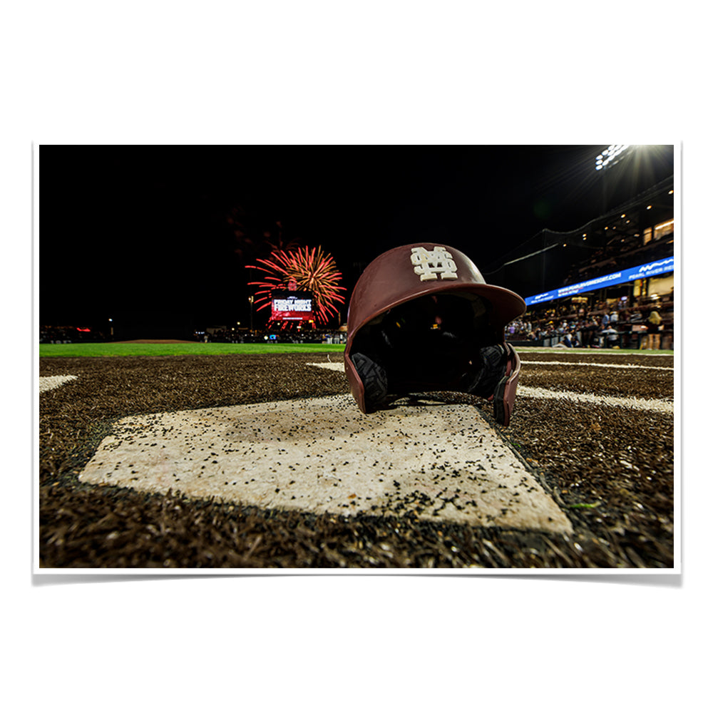 Mississippi State Bulldogs - MSU Baseball Fireworks - College Wall Art #Canvas