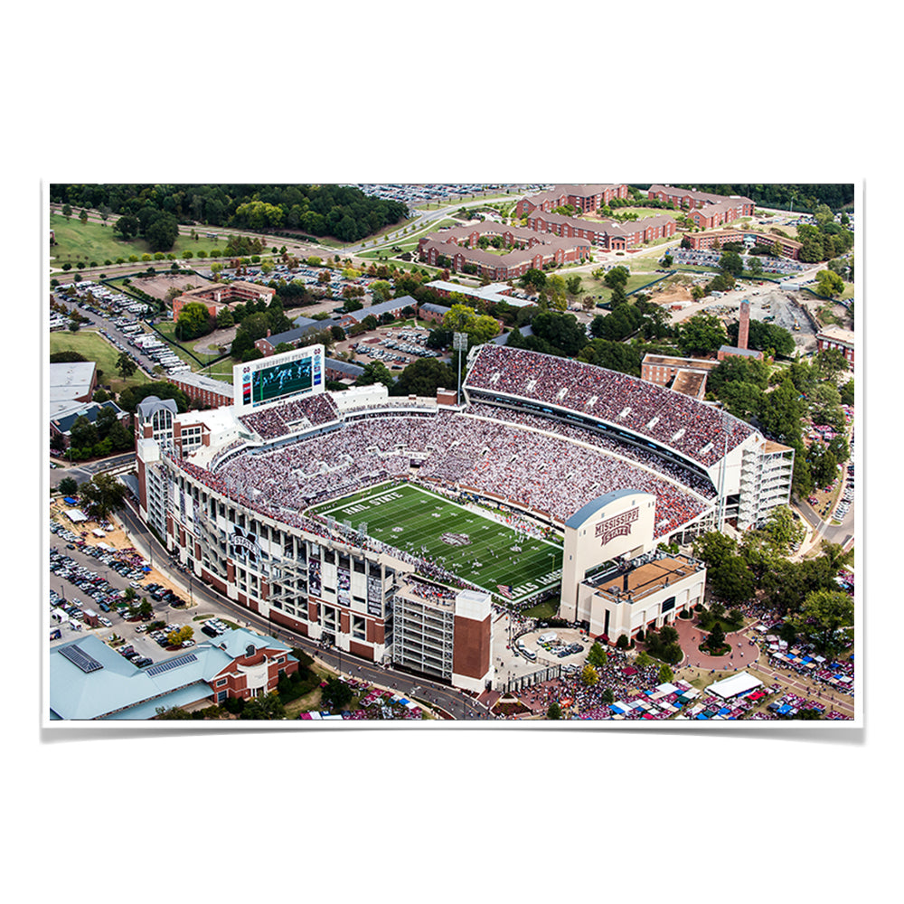 Mississippi State Bulldogs - Aerial Davis Wade Stadium - College Wall Art #Canvas